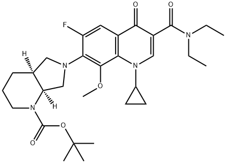 1H-Pyrrolo[3,4-b]pyridine-1-carboxylic acid, 6-[1-cyclopropyl-3-[(diethylamino)carbonyl]-6-fluoro-1,4-dihydro-8-methoxy-4-oxo-7-quinolinyl]octahydro-, 1,1-dimethylethyl ester, (4aS,7aS)-