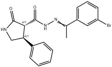 (±)-(3R*,4S*)-2-Oxo-4-phenyl-3-pyrollidinecarboxylicacid2-[1-(3-bromophenyl)ethylidene]hydrazide Structure