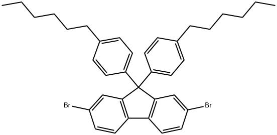 IN1628, 2,7-Dibromo-9,9-bis(4-hexylphenyl)-9H-fluorene Struktur