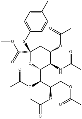 Neuraminic acid,N-acetyl-2-S-(4-methylphenyl)-2-thio-,menthyl ester, 4,7,8,9-tetraacetate, 1071226-27-1, 结构式