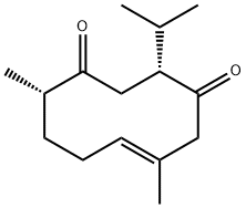 (3R,6E,10S)-6,10α-ジメチル-3-イソプロピル-6-シクロデセン-1,4-ジオン 化学構造式