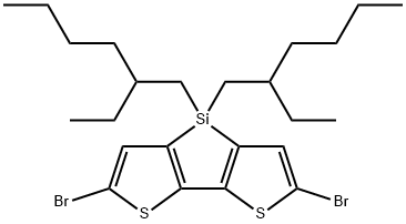 2,6-二溴-4,4-双(2-乙基己基)-4H-硅杂环戊二烯并[3,2-B:4,5-B']二噻吩,1089687-05-7,结构式