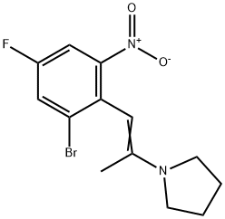 Pyrrolidine, 1-[2-(2-bromo-4-fluoro-6-nitrophenyl)-1-methylethenyl]- Structure