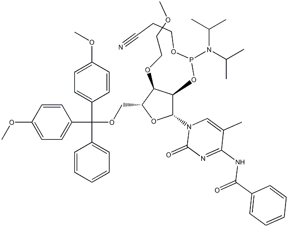 3'-O-MOE-5Me-C(Bz)-2'-phosphoramidite Struktur