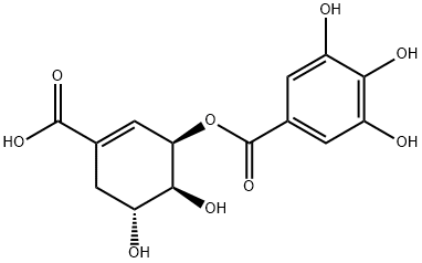 Benzoic acid, 3,4,5-trihydroxy-, (1R,5R,6S)-3-carboxy-5,6-dihydroxy-2-cyclohexen-1-yl ester 结构式