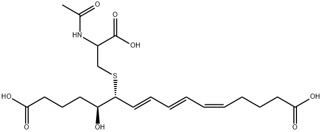 16-carboxy-17,18,19,20-tetranor-14,15-dihydro-N-acetylleukotriene E4 Struktur