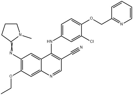 4-[[3-Chloro-4-(2-pyridinylmethoxy)phenyl]amino]-7-ethoxy-6-[(1-methyl-2-pyrrolidinylidene)amino]-3-quinolinecarbonitrile Structure