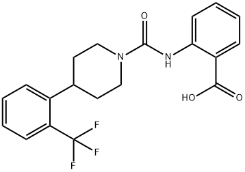 2-[[[4-[2-(トリフルオロメチル)フェニル]-1-ピペリジニル]カルボニル]アミノ]安息香酸 化学構造式