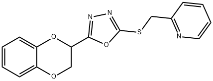 2-(2,3-二氢苯并[B][1,4]二氧杂环己烷基-2-基)-5-((吡啶-2-基甲基)硫基)-1,3,4-恶二唑, 1170600-77-7, 结构式