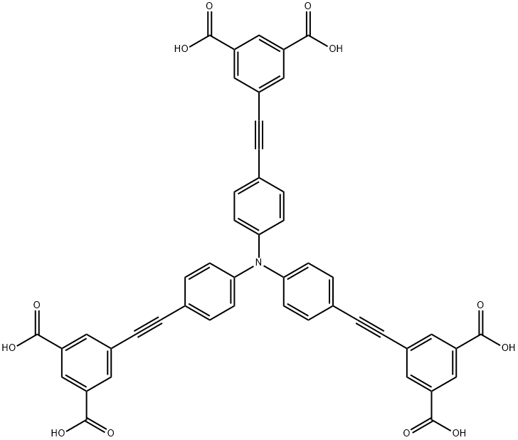 1,3-Benzenedicarboxylic acid, 5,5',5''-[nitrilotris(4,1-phenylene-2,1-ethynediyl)]tris-,1173285-14-7,结构式