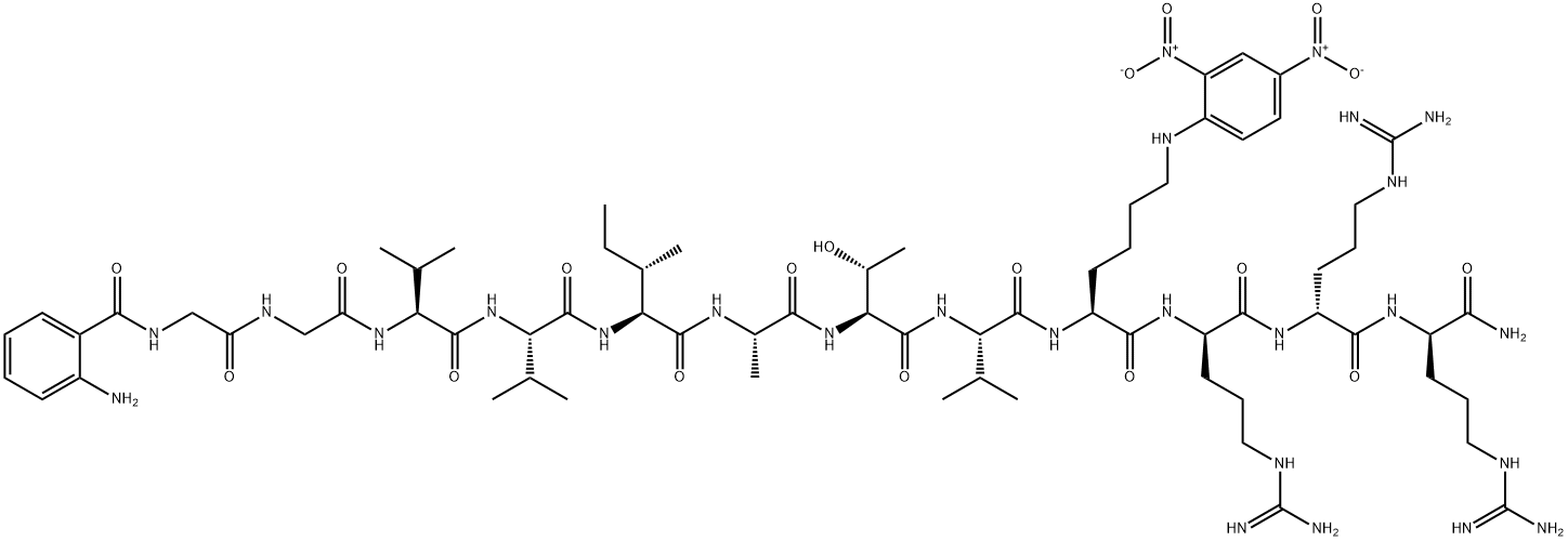 ABZ-AMYLOID Β/A4 PROTEIN PRECURSOR770 (708-715)-LYS(DNP)-D-ARG-D-ARG-D-ARG AMIDE TRIFLUOROACETATE SALT, 1182723-43-8, 结构式