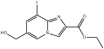 6-Hydroxymethyl-8-iodo-imidazo[1,2-a]pyridine-2-carboxylic acid ethyl este Struktur