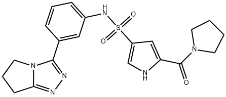 N-(3-(6,7-二氢-5H-吡咯并[2,1-C][1,2,4]三唑-3-基)苯基)-5-(吡咯烷-1-羰基)-1H-吡咯-3-磺酰胺, 1211237-89-6, 结构式
