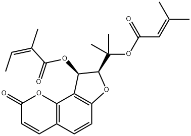 2-Butenoic acid, 3-methyl-, 1-[(8S,9R)-8,9-dihydro-9-[[(2Z)-2-methyl-1-oxo-2-buten-1-yl]oxy]-2-oxo-2H-furo[2,3-h]-1-benzopyran-8-yl]-1-methylethyl ester,1221686-60-7,结构式