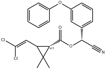 Cyclopropanecarboxylic acid, 3-(2,2-dichloroethenyl)-2,2-dimethyl-, (R)-cyano(3-phenoxyphenyl)methyl ester, (1S)-rel- Structure