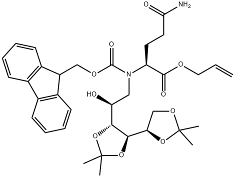 N-[1-Deoxy-3,4:5,6-bis-O-(1-methylethylidene)-D-glucitol-1-yl]-N2-[(9H-fluoren-9-ylmethoxy)carbonyl]-L-glutamine 2-propen-1-yl ester Structure