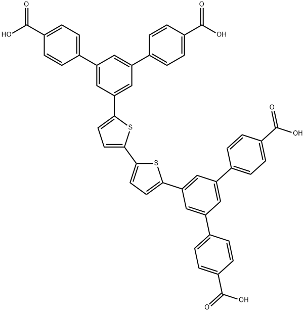 1,1':3',1''-Terphenyl]-4,4''-dicarboxylic acid, 5',5''''-[2,2'-bithiophene]-5,5'-diylbis- Struktur