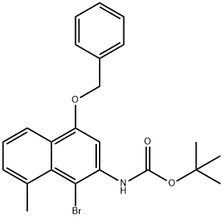 ·Carbamic acid, N-[1-bromo-8-methyl-4-(phenylmethoxy)-2-naphthalenyl]-, 1,1-dimethylethyl ester,1227961-87-6,结构式