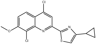 4,8-Dichloro-2-(4-cyclopropyl-1,3-thiazol-2-yl)-7-methoxyquinoline Struktur