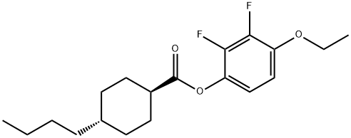 Cyclohexanecarboxylic acid, 4-butyl-, 4-ethoxy-2,3-difluorophenyl ester, trans- Struktur