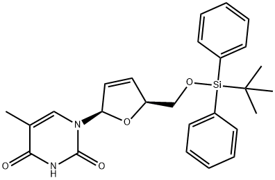 Thymidine, 2',3'-didehydro-3'-deoxy-5'-O-[(1,1-dimethylethyl)diphenylsilyl]- (9CI) Structure