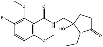 5-((3-bromo-2,6-dimethoxybenzamide)methyl)-5-hydroxy-1-ethyl-2-pyrrolidone 化学構造式