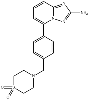 [1,2,4]Triazolo[1,5-a]pyridin-2-amine, 5-[4-[(1,1-dioxido-4-thiomorpholinyl)methyl]phenyl]- Structure