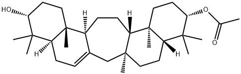 C(14a)-ホモ-27-ノルガンマセラ-14-エン-3β,21β-ジオール3-アセタート 化学構造式