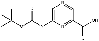 2-Pyrazinecarboxylic acid, 6-[[(1,1-dimethylethoxy)carbonyl]amino]- Struktur