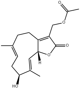 13-ACETOXY-3Β-HYDROXYGERMACRA-1(10)E,4E,7(11)-TRIEN-12,6Α-OLIDE, 126829-66-1, 结构式