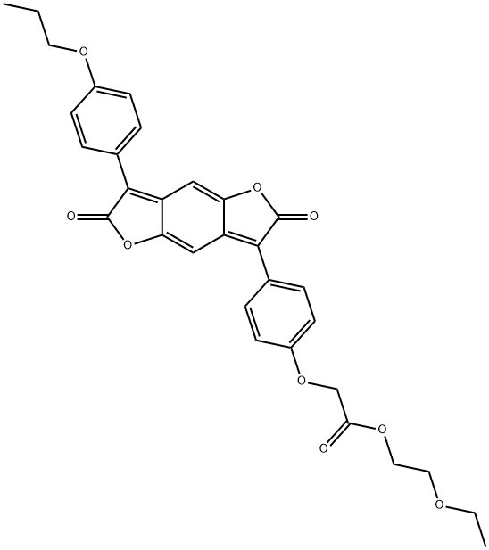 Acetic acid, 4-2,6-dihydro-2,6-dioxo-7-(4-propoxyphenyl)benzo1,2-b:4,5-bdifuran-3-ylphenoxy-, 2-ethoxyethyl ester Struktur