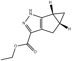 1H-Cyclopropa[4,5]cyclopenta[1,2]pyrazole-3-carboxylic acid, 4,4a,5,5a-tetrahydro-, ethyl ester, (4aR,5aR)- Struktur