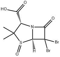 4-Thia-1-azabicyclo[3.2.0]heptane-2-carboxylic acid, 6,6-dibromo-3,3-dimethyl-7-oxo-, 4-oxide, (2S,5R)- Struktur