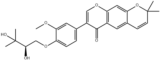 7-[4-[(2R)-2,3-二羟基-3-甲基丁氧基]-3-甲氧基苯基]-2,2-二甲基-2H,6H-苯并[1,2-B:5,4-B']二吡喃-6-酮,1292766-21-2,结构式
