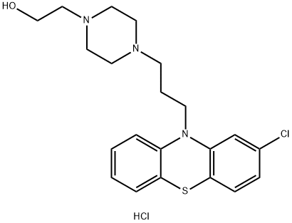 1-Piperazineethanol, 4-[3-(2-chloro-10H-phenothiazin-10-yl)propyl]-, hydrochloride (1:3),130-69-8,结构式