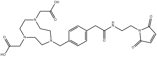 2,2'-(7-(4-(2-((2-(2,5-dioxo-2,5-dihydro-1H-pyrrol-1-yl)ethyl)amino)-2-oxoethyl)benzyl)-1,4,7-triazonane-1,4-diyl)diacetic acid Struktur