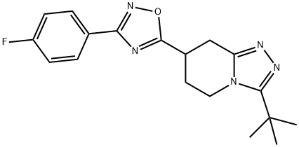5-{3-tert-ブチル-5H,6H,7H,8H-[1,2,4]トリアゾロ[4,3-a]ピリジン-7-イル}-3-(4-フルオロフェニル)-1,2,4-オキサジアゾール 化学構造式