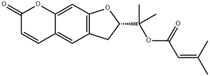 3-メチル-2-ブテン酸1-[(S)-2,3-ジヒドロ-7-オキソ-7H-フロ[3,2-g][1]ベンゾピラン-2-イル]-1-メチルエチル 化学構造式