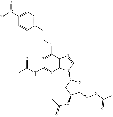 Guanosine, N-acetyl-2'-deoxy-6-O-[2-(4-nitrophenyl)ethyl]-, 3',5'-diacetate (9CI) Structure