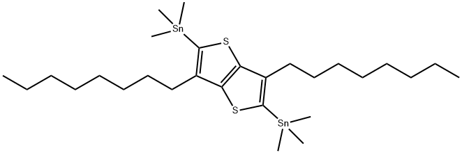 Stannane, 1,1'-(3,6-dioctylthieno[3,2-b]thiophene-2,5-diyl)bis[1,1,1-trimethyl- 结构式