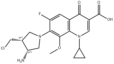3-Quinolinecarboxylic acid, 7-[(3R,4R)-3-aMino-4-(chloroMethyl)-1-pyrrolidinyl]-1-cyclopropyl-6-fluoro-1,4-dihydro-8-Methoxy-4-oxo-, rel- Structure