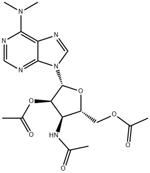 3'-(アセチルアミノ)-3'-デオキシ-N,N-ジメチルアデノシン2',5'-ジアセタート 化学構造式