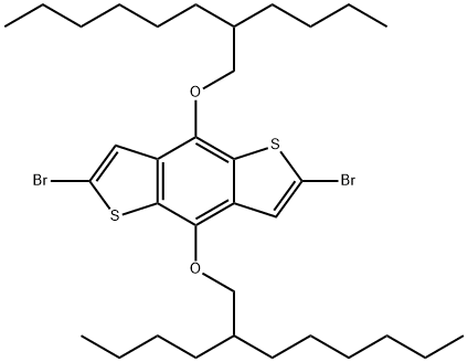 2,6-ジブロモ-4,8-ビス[(2-ブチル-n-オクチル)オキシ]ベンゾ[1,2-b:4,5-b']ジチオフェン 化学構造式