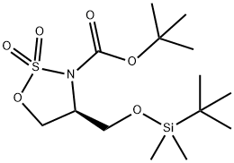 (S)-叔丁基 4-(((叔丁基二甲基甲硅烷基)氧基)甲基)-1,2,3-噁噻唑烷-3-羧酸盐 2,2-二氧化物, 1338090-89-3, 结构式