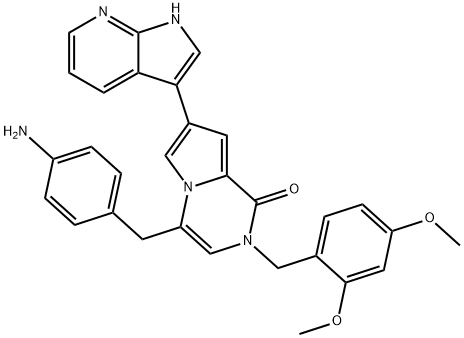 1338811-39-4 Pyrrolo[1,2-a]pyrazin-1(2H)-one, 4-[(4-aminophenyl)methyl]-2-[(2,4-dimethoxyphenyl)methyl]-7-(1H-pyrrolo[2,3-b]pyridin-3-yl)-
