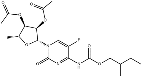 2' ,3'-二-O-乙酰基-5'-脱氧-5-氟-N - [(2-甲基丁氧基)羰基]胞苷 结构式