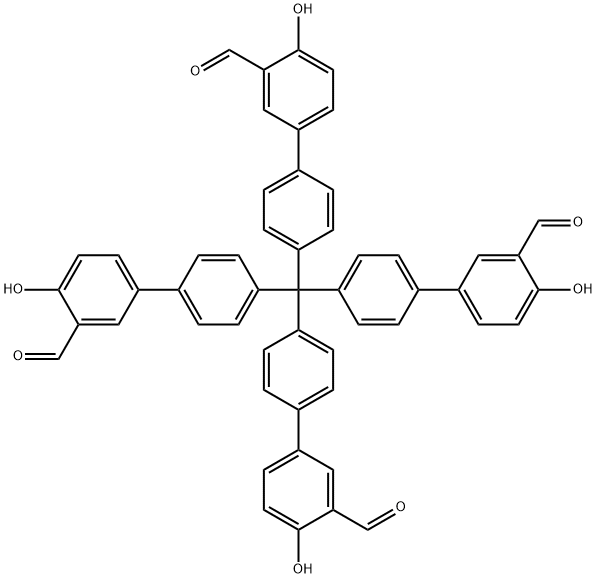 4',4''',4''''',4'''''''-methanetetrayltetrakis(4-hydroxy-[1,1'-biphenyl]-3-carbaldehyde) Structure
