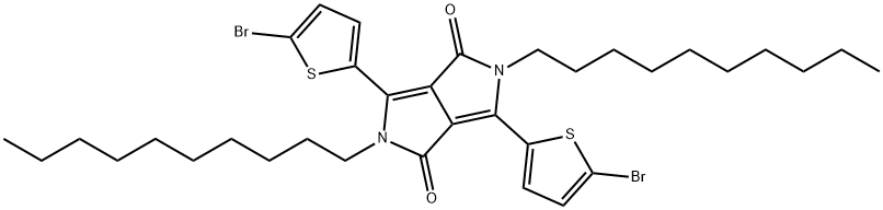 3,6-Bis(5-bromo-thiophen-2-yl)-2,5-di-n-decylpyrrolo[3,4-c]-pyrrole-1,4-dione Struktur