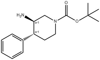 1-Piperidinecarboxylic acid, 3-amino-4-phenyl-, 1,1-dimethylethyl ester, (3R,4R)- Struktur