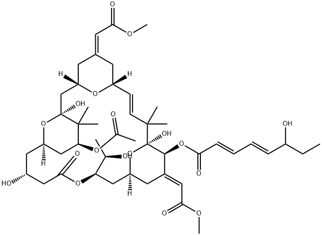 2,4-Octadienoic acid, 6-hydroxy-, (1S,3S,5Z,7R,8E,11S,12S,13E,15S,17R,21R,23R,25S)-25-(acetyloxy)-1,11,21-trihydroxy-17-(1R)-1-hydroxyethyl-5,13-bis(2-methoxy-2-oxoethylidene)-10,10,26,26-tetramethyl-19-oxo-18,27,28,29-tetraoxatetracyclo21.3.1.13,7.111,15 Structure